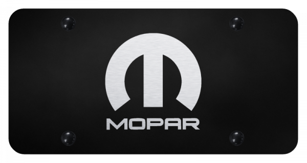 Black Powdercoated Laser Etched MOPAR Emblem License Plate Black Powdercoated Laser Etched MOPAR Emblem License Plate